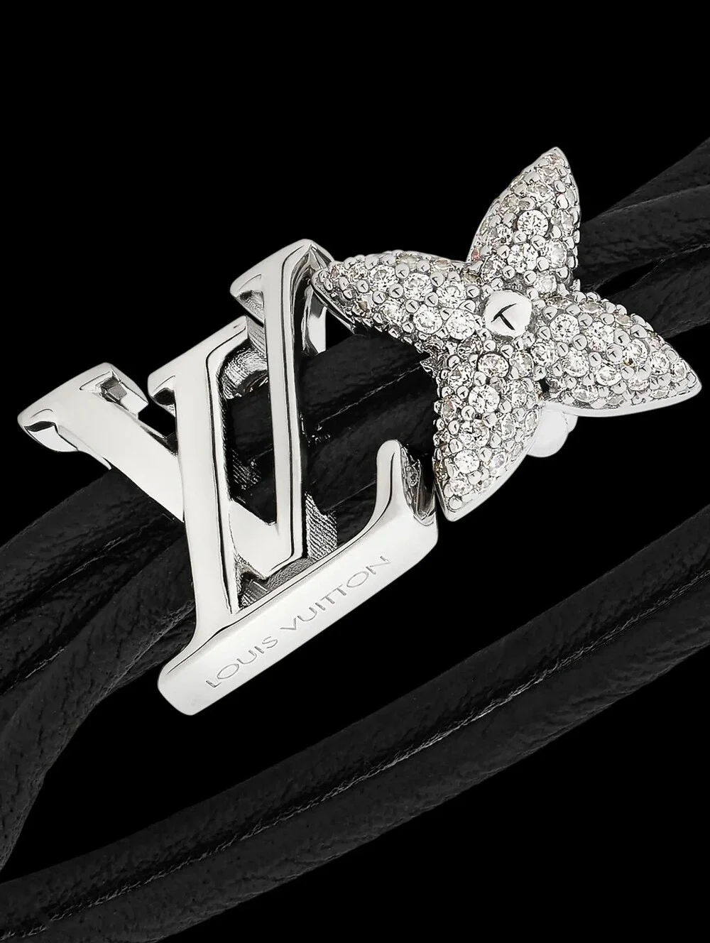 NWT Louis Vuitton Bloom Strass Crystal Leather Cord Bracelet!
